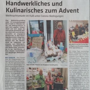 Artikel im Markt vom 11.12.2021 zum Adventsmarkt im KuB Oldesloe